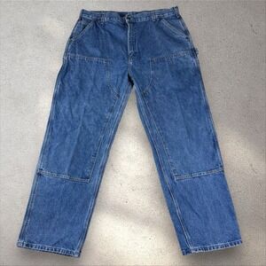 Vintage CARHARTT B73 DST Mens 42x32 Denim Double Knee Utility Logger Jeans USA‎